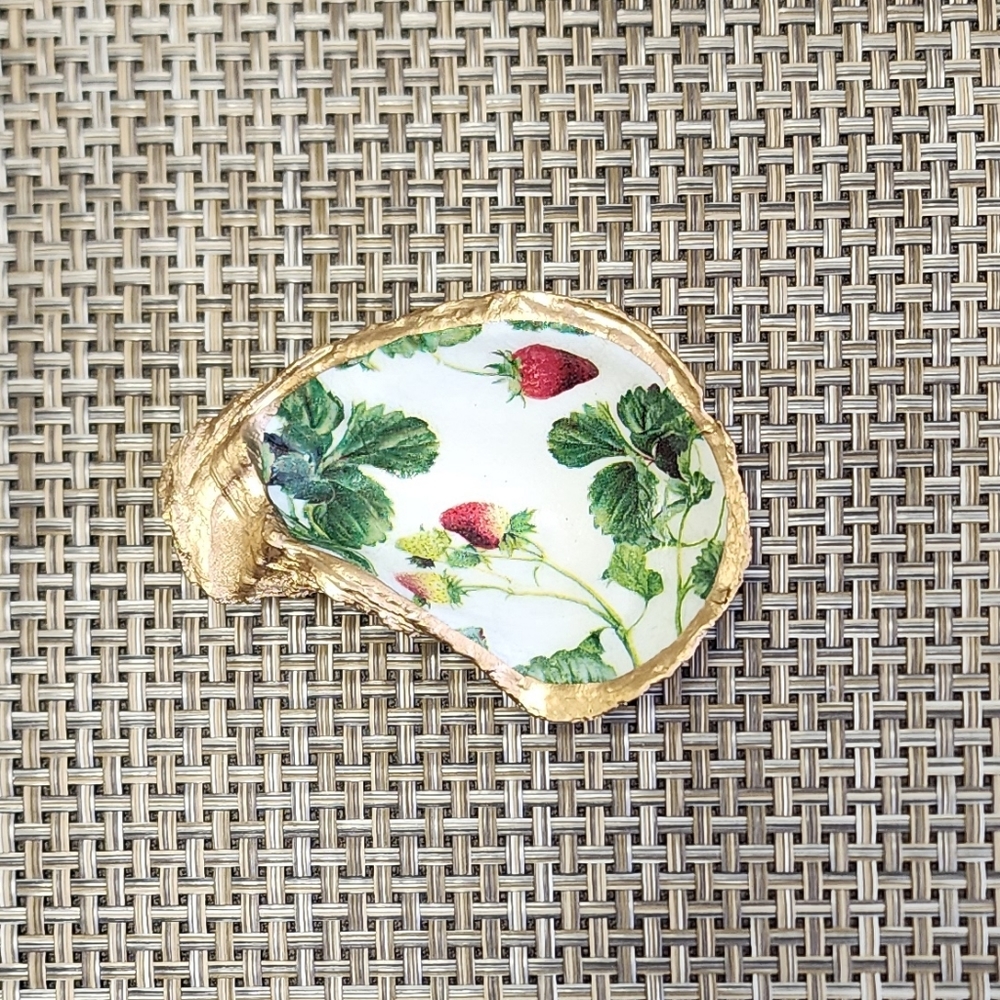 Strawberry Fields Oyster shell Jewelry Trinket Dish